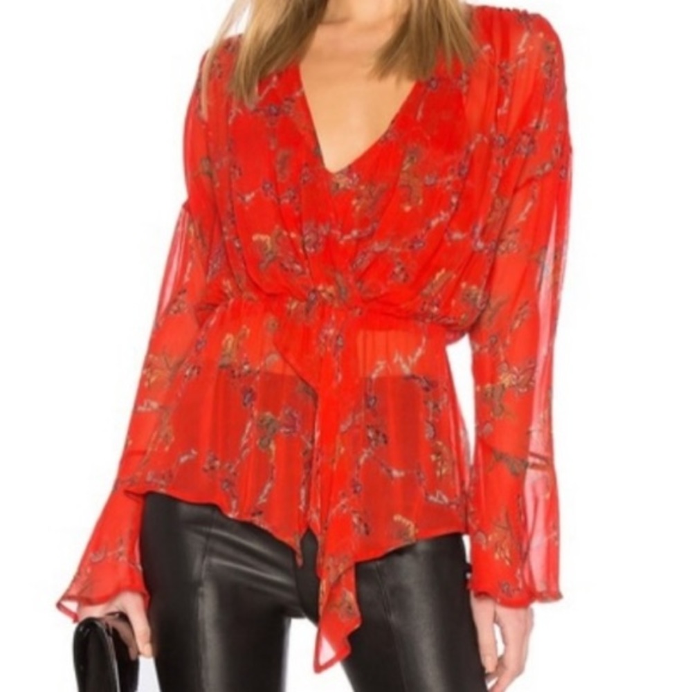 IRO Linette Blouse Top Red Size 10 or 42 French